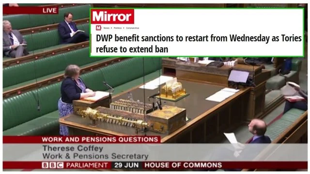 Universal Credit Sanctions return 1st July 2020