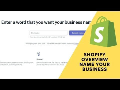 Shopify Overview:  Coming up with a business name using Shopifys business name generator tool