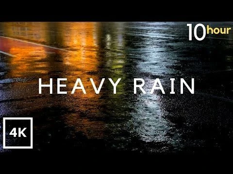 HEAVY RAIN at Night 10 Hours Heavy Rain sounds for Relaxing Sleep Study insomnia reduce Stress