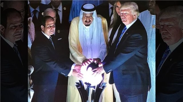 Donald Trump Glowing Globe Ritual In Saudi Arabia