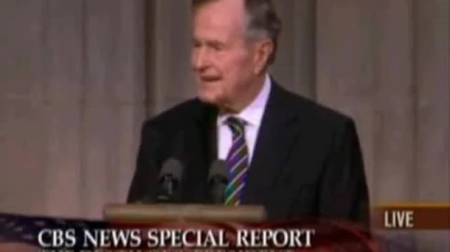 George HW Bush laughing about the Kennedy assassination - GERALD FORD EULOGY