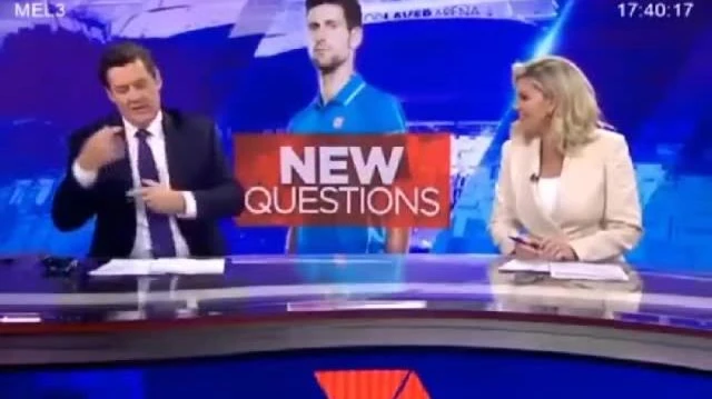 ⁣Aussie NEWS anchors caught talking crap about Novak Djokovic - Thought the camera wasnt rolli