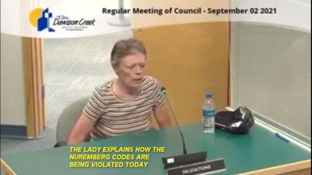 LADY EXPLAINS HOW THE NUREMBERG CODES ARE BEING VIOLATED