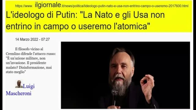 Dugin (consigliere di Putin) minaccia guerra nucleare!!