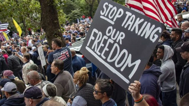 NEW YORK CITY WORKERS RALLY AGAINST VACCINE MANDATE-NOT COVERED BY THE MEDIA