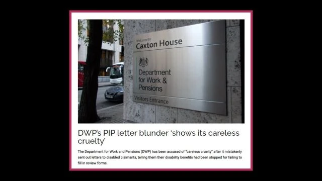 DWP PIP letter blunder