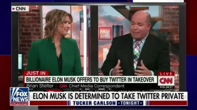 Tucker Carlson on how the mainstream media freaking out at the prospect of Elon Musk purchasing Twitter Inc