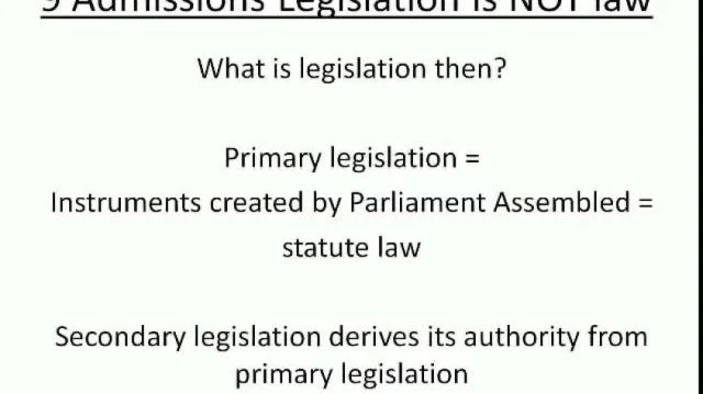 9 Admissions Legislation is NOT Law (2)