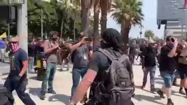 Antifa vs Anti maskers BRAWL IT OUT on the streets of California! 2