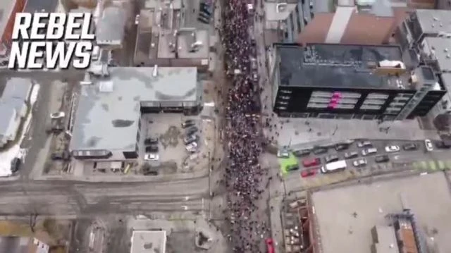 ⚡️ Stunning drone footage of Calgary Canada yesterday standing in solidarity with the people and