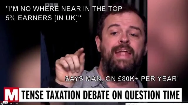 Question Time: man earning over 80k claims to not be in top 5% UK earners [YT UPLOAD]