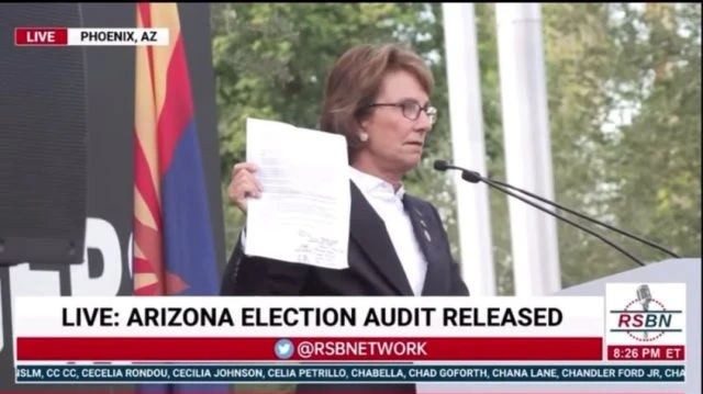 AZ Senator Wendy Rogers at press conference after the audit September 24 2021