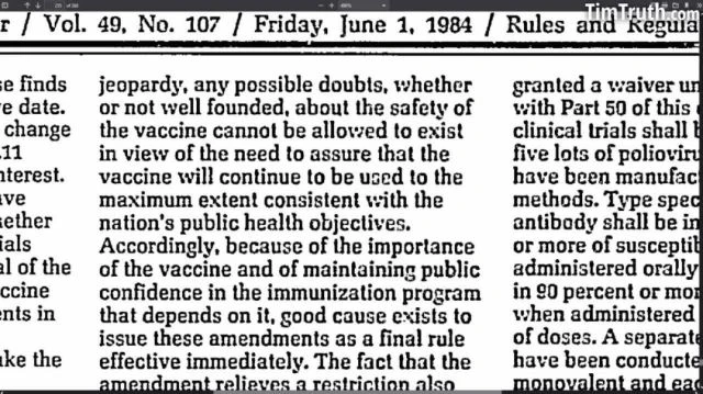 US law from 1984 endorses lying to promote vaccination