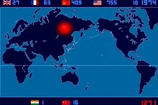 A Time-Lapse Map of Every Nuclear Explosion Since 1945 - by Isao Hashimoto