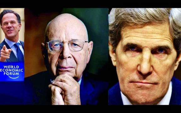 Klaus Schwab John Kerry Mark Rutte WEF Davos Hypocrites