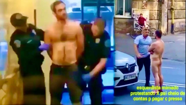 Naked Man Stops Traffic Cop Grab Dick USA Infested With Communist