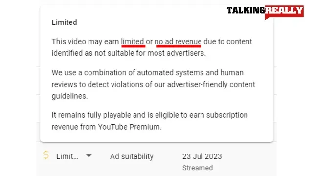 Every Live is flagged as advertiser unsuitable until review | Talking Really Channel