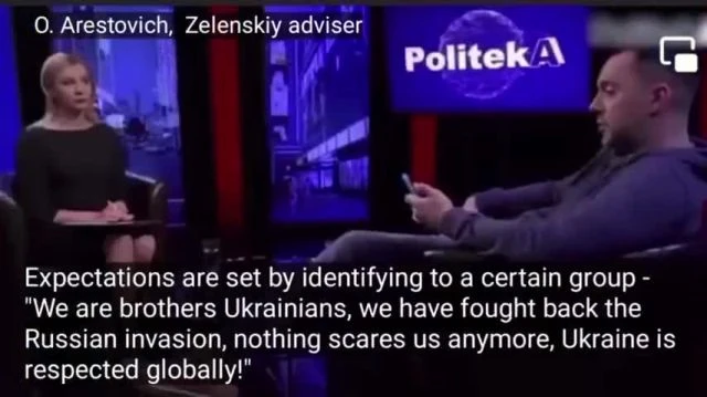 ARESTOVICH, THE PERSON BEHIND ZELENSKIY SPEECHES EXPLAINS HOW TO MANIPULATE THE POPULATION.