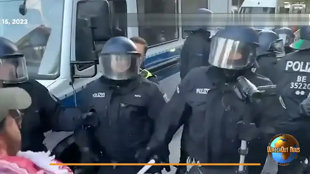 Berlin, Germany  2023 - Police break up pro-Palestinian rallies