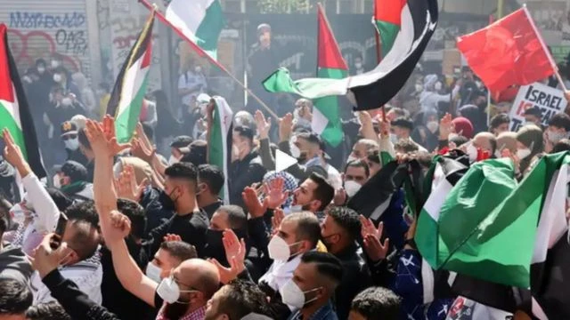 Berlin, Germany  2023 - Police break up pro-Palestinian rallies