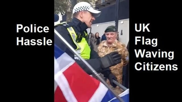 Police Hassle UK Flag Waving Patriots During Israel/Palestine Protests