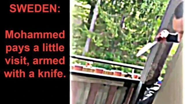 Meanwhile DIVERSITY in Sweden. Migrant climbs balcony and attacks people with a knife.