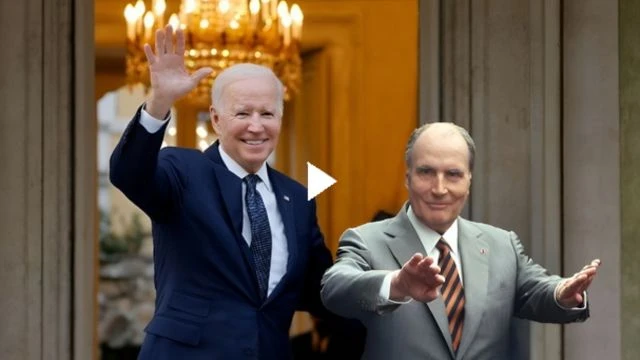 Joe Biden meeting the dead - French Pres. Mitterrand who died in 1996