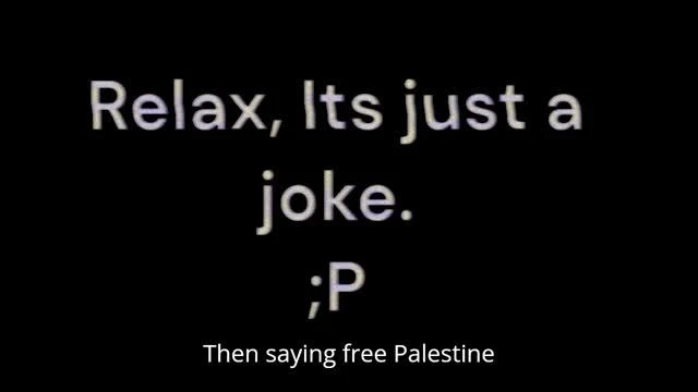 Rob Potter FREE PALESTINE joke.