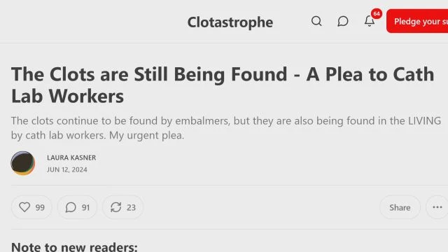 Clotastrophe! - Blood Clots Continue To Be Found By Embalmers, But They Are Also Being Found In The Living By Catheterisation Lab Workers