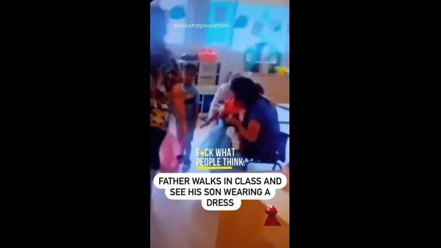 Father walks in Class and see his son wearing a Dress!