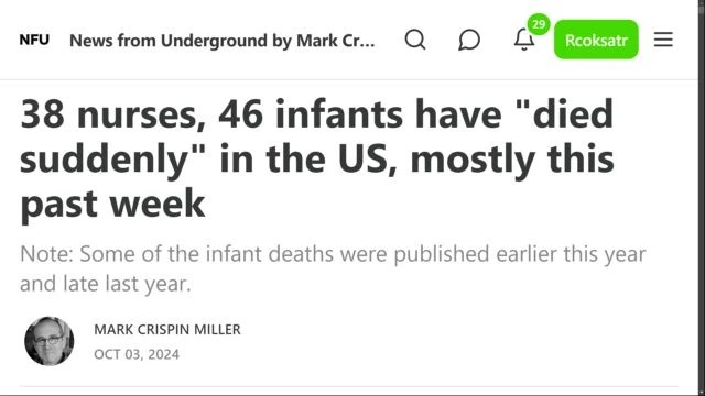 38 Nurses, 46 Infants Have 'Died Suddenly' In The Us, Mostly This Past Week