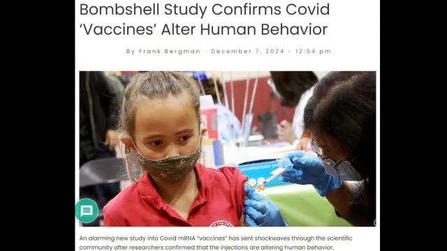 Bombshell study confirms Covid 'vaccines' alter human behaviour