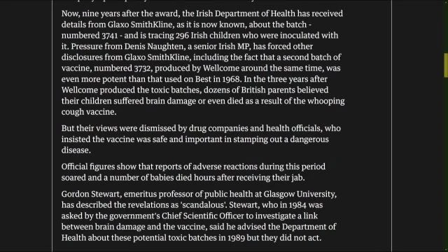 Glaxo Wellcome Allowed Thousands Of British Babies To Be Inoculated With Toxic Whooping Cough Vaccines