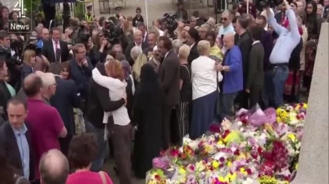 Jo Cox Vigil - Male in Burqa disguise