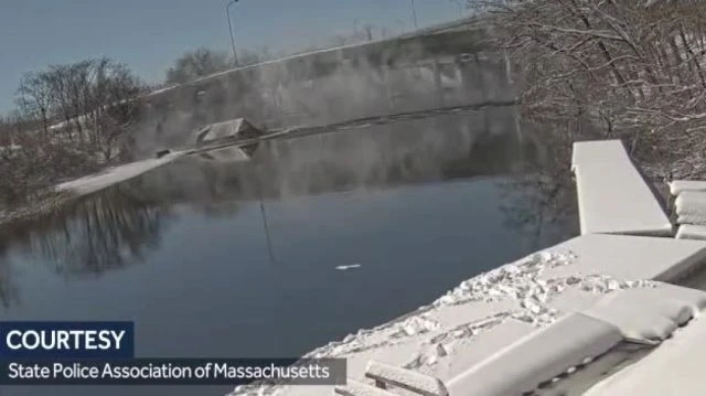 US A truck driver in Massachusetts was miraculously unharmed after the 18-wheeler he was driving ran off an e